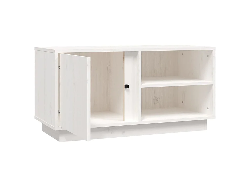 Meuble TV Blanc 80x35x40,5 cm Bois de pin massif