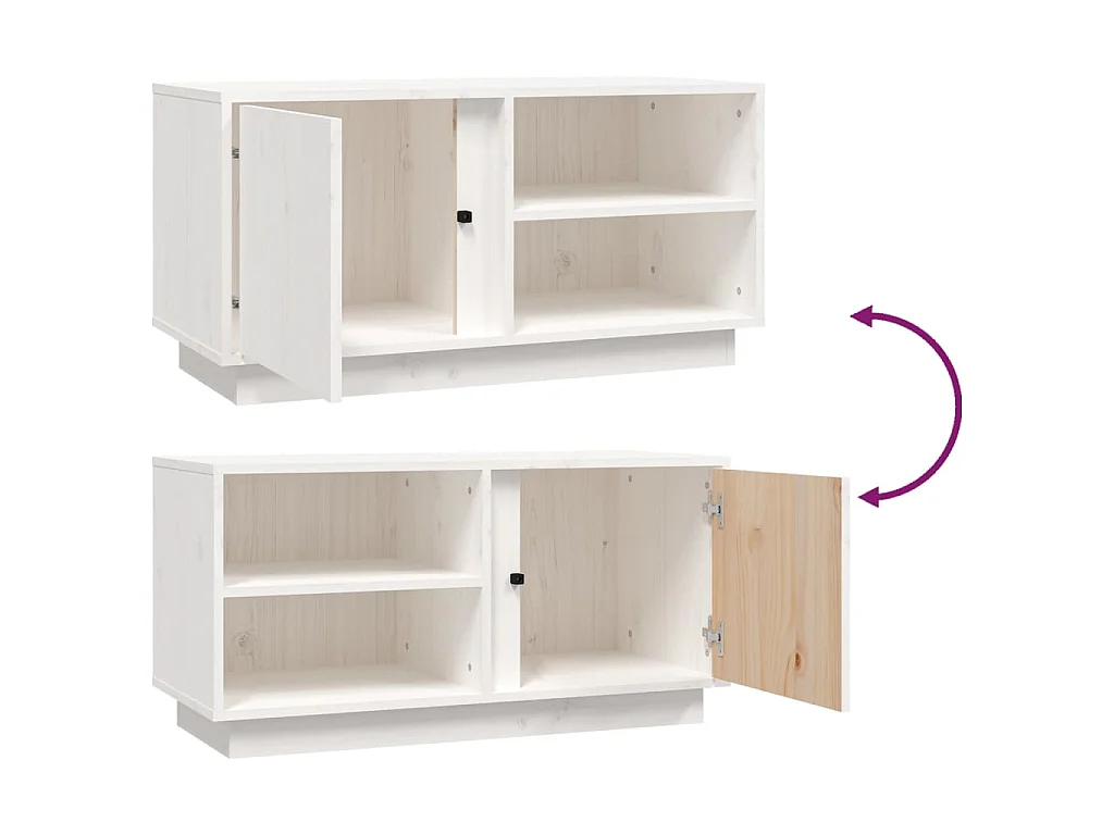 Meuble TV Blanc 80x35x40,5 cm Bois de pin massif