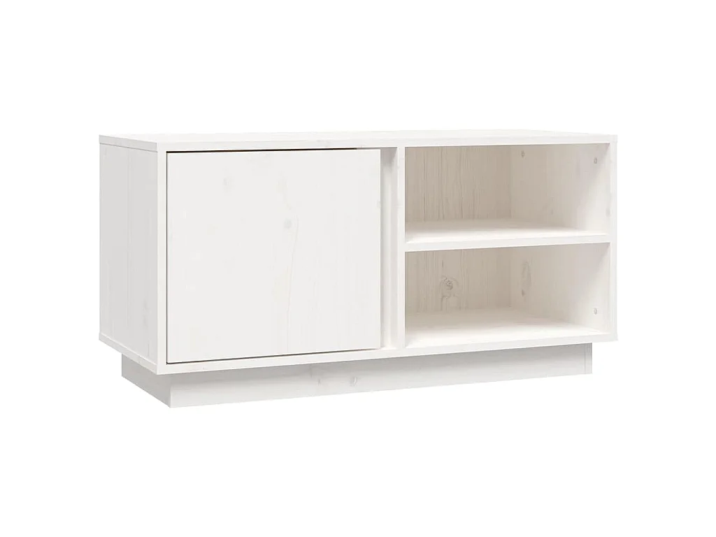 Meuble TV Blanc 80x35x40,5 cm Bois de pin massif