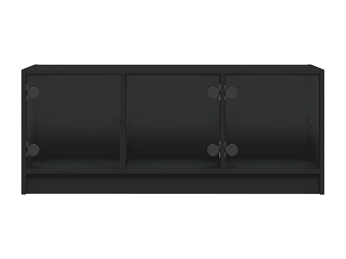 Meuble TV avec portes en verre noir 102x37x42 cm