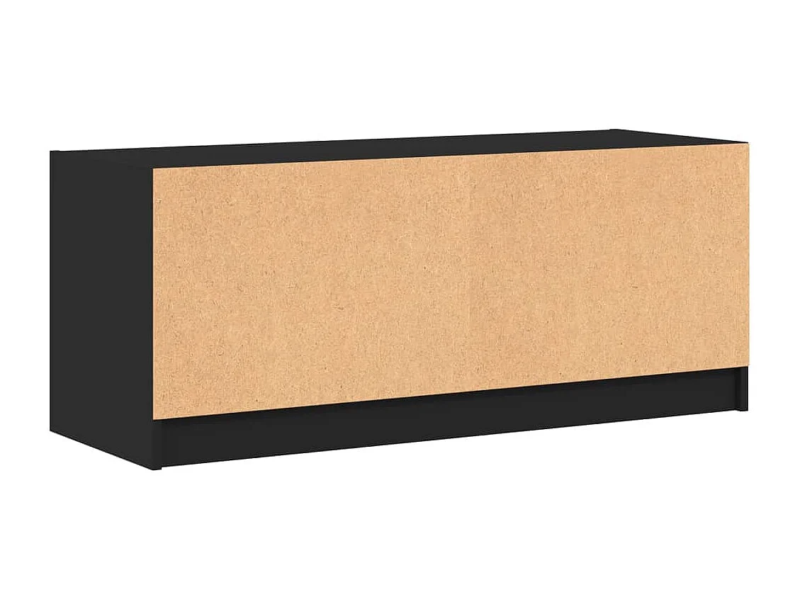 Meuble TV avec portes en verre noir 102x37x42 cm