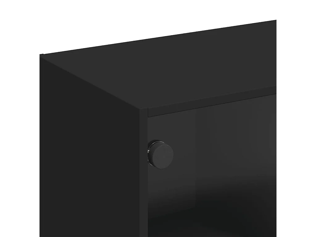 Meuble TV avec portes en verre noir 102x37x42 cm