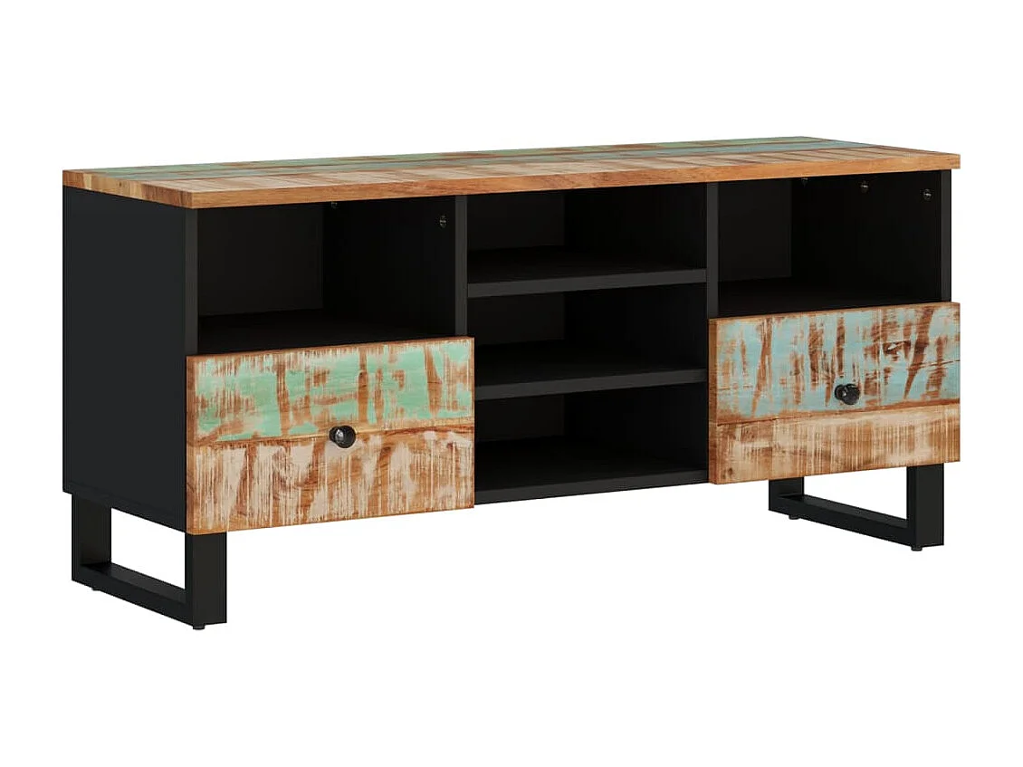 Móvel de TV 100x33x46 cm madeira recuperada maciça e derivados