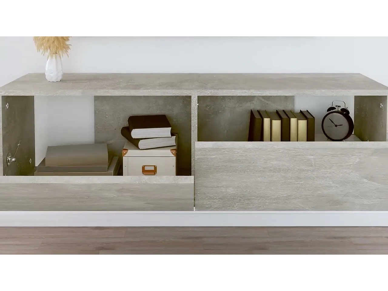 Meuble TV Gris béton 100x30x30 cm Bois d’ingénierie