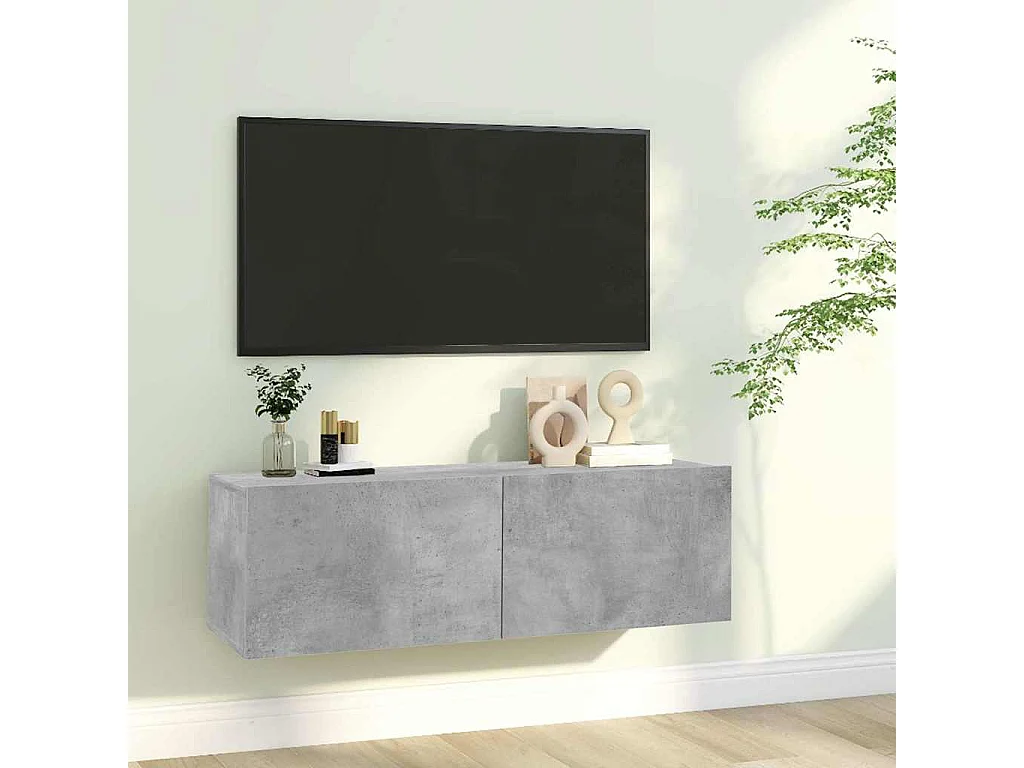 Tv-meubel 100x30x30 cm bewerkt hout betongrijs