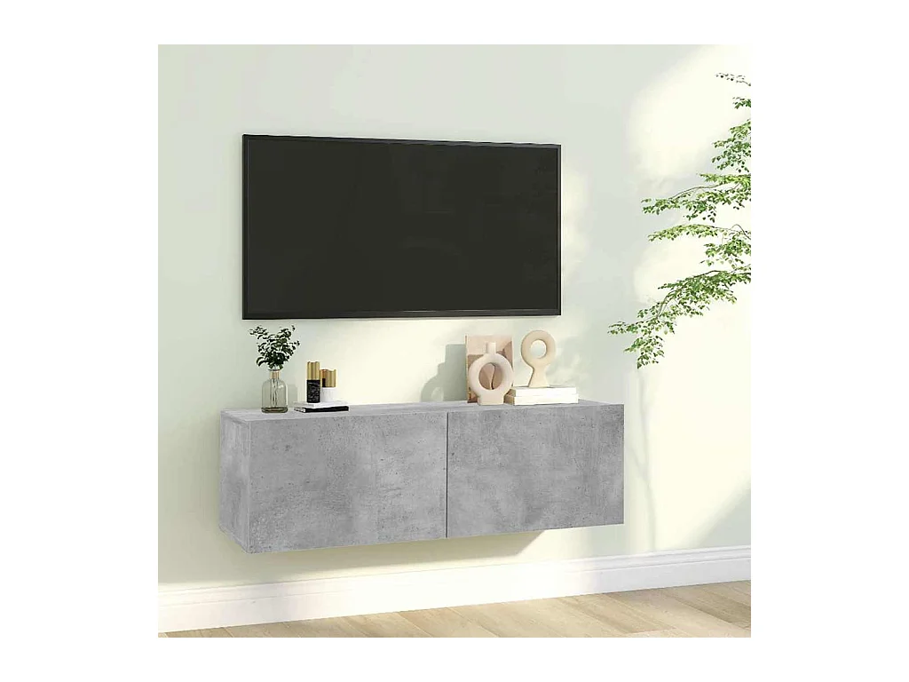 Meuble TV Gris béton 100x30x30 cm Bois d’ingénierie