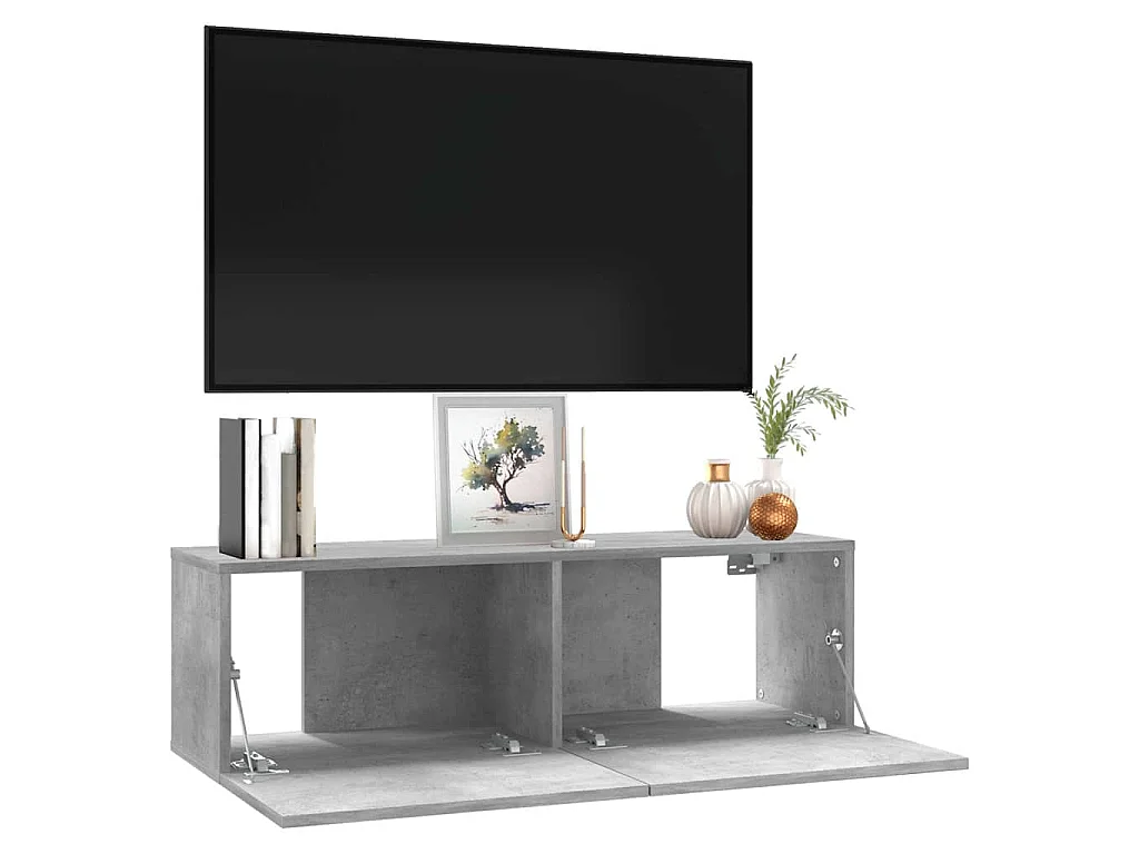 Meuble TV Gris béton 100x30x30 cm Bois d’ingénierie
