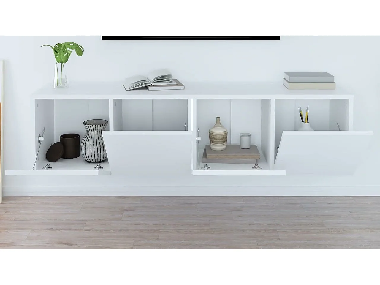 Meubles TV suspendus 2 pcs Blanc 60x30x30 cm