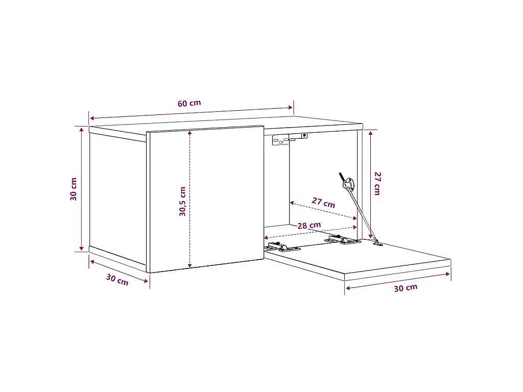 Meubles TV suspendus 2 pcs Blanc 60x30x30 cm