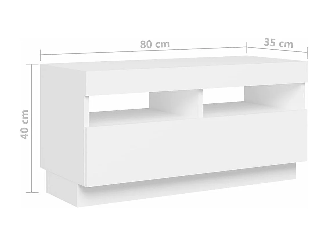 Móvel de TV com luzes LED 180x35x40 cm branco