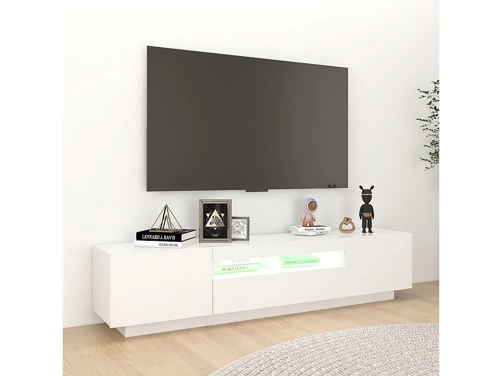 TV-Schrank mit LED-Leuchten Weiß 180x35x40 cm