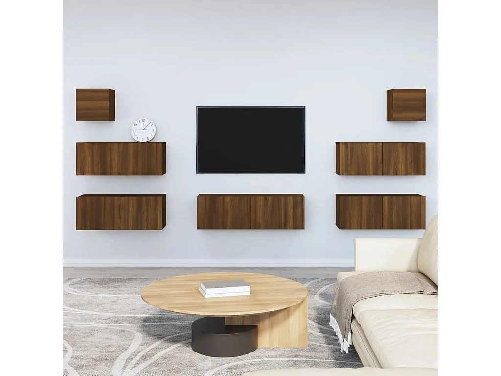 Ensemble de meubles TV 7 pcs Chêne marron Bois d'ingénierie