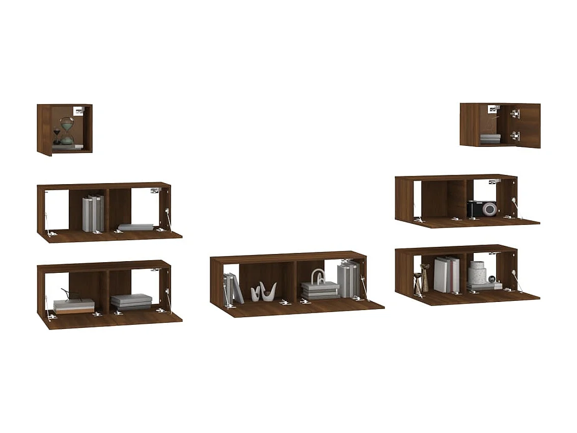 Ensemble de meubles TV 7 pcs Chêne marron Bois d'ingénierie