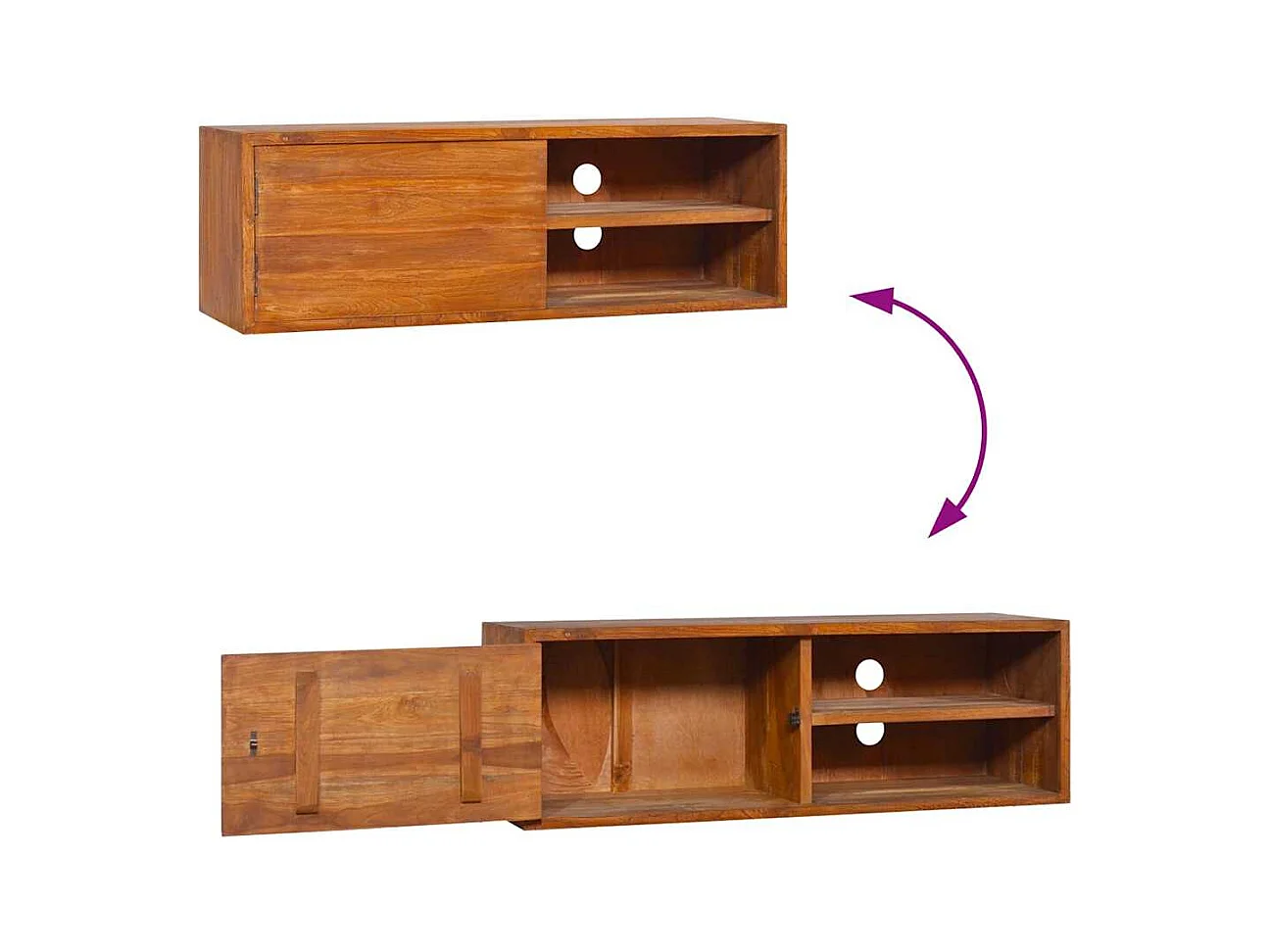 Mobile TV a Parete 90x30x30 cm in Legno Massello di Teak