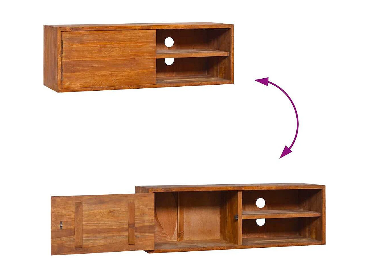 Meuble TV mural 90x30x30 cm Bois de teck massif