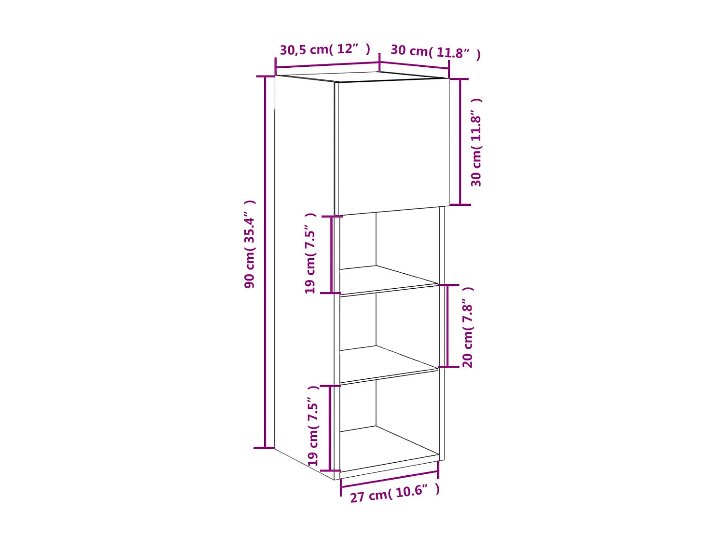 Meubles TV avec lumières LED 2 pcs sonoma gris 30,5x30x90 cm