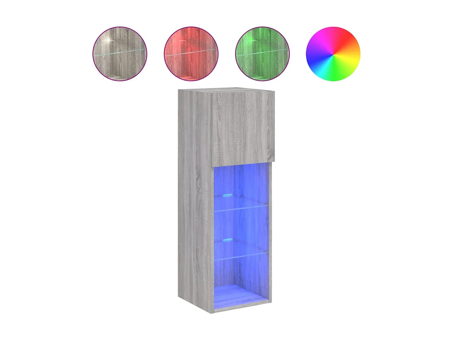 Meubles TV avec lumières LED 2 pcs sonoma gris 30,5x30x90 cm