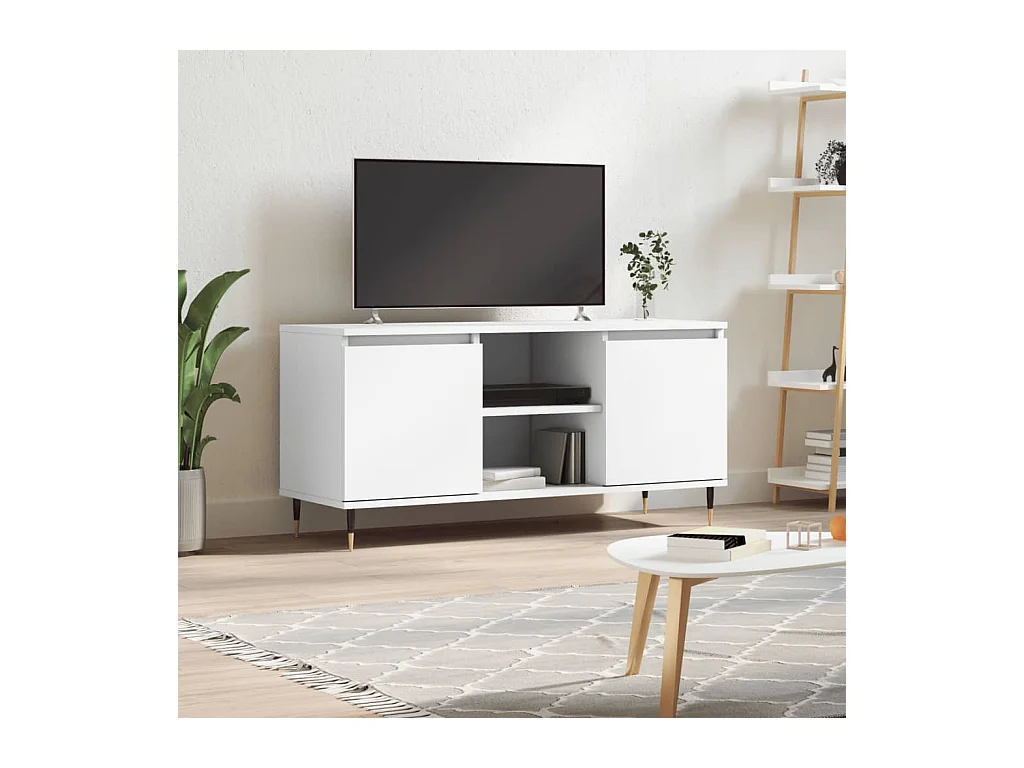 Meuble TV blanc 104x35x50 cm bois d'ingénierie