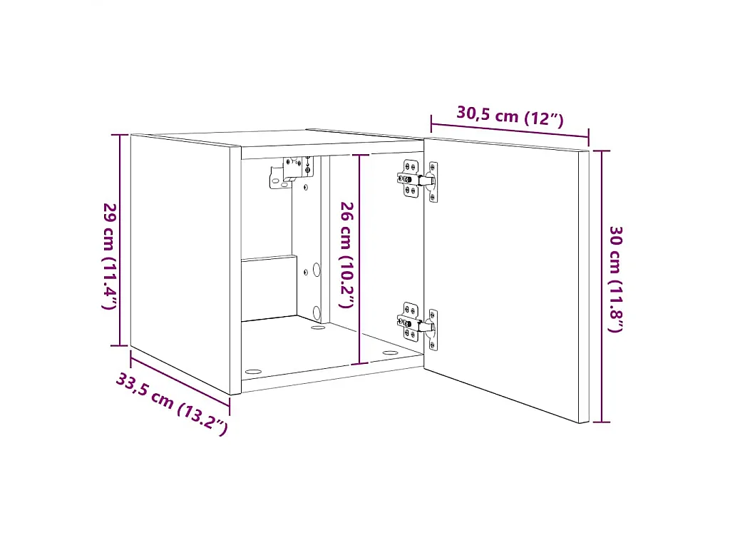 Tv-wandmeubel met LED-verlichting 30,5x35x30 cm wit