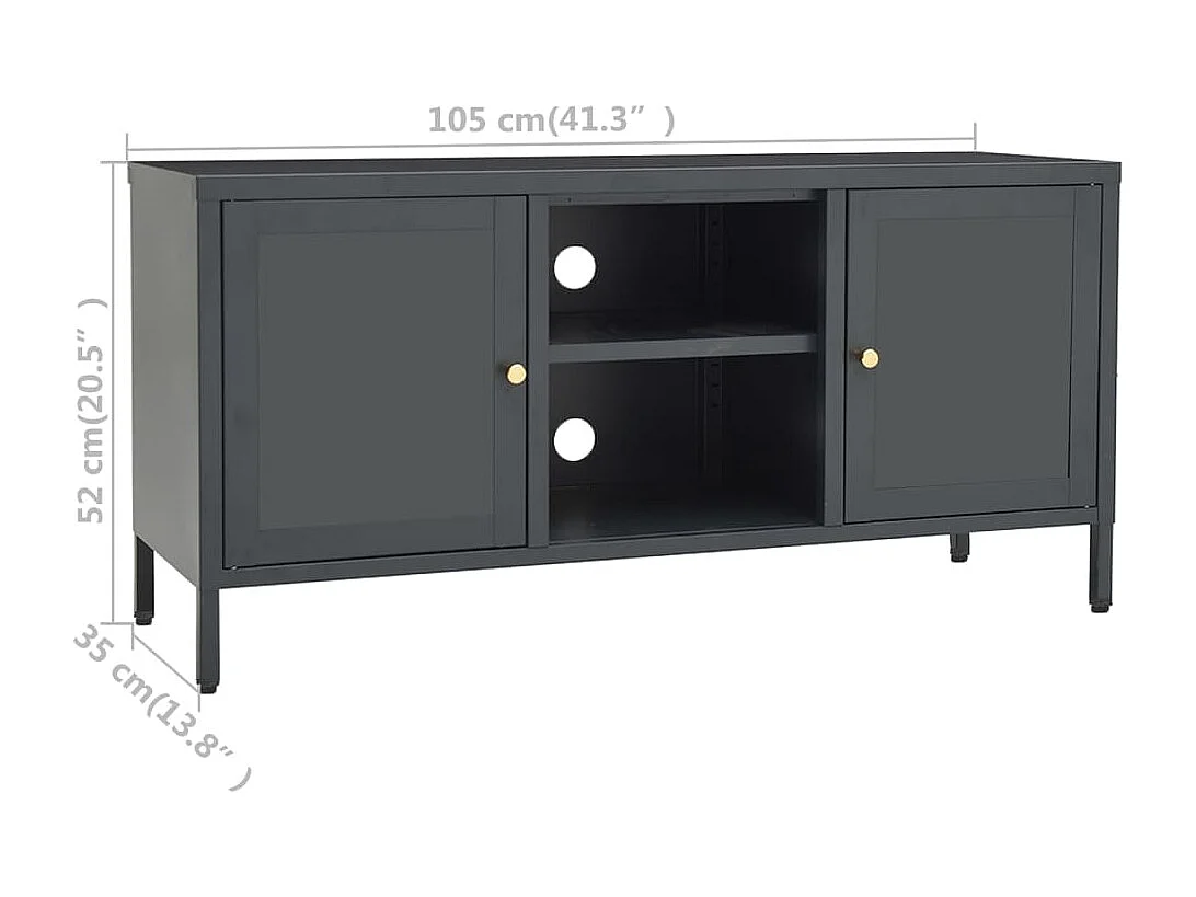 Mueble para el televisor acero y vidrio gris antracita 105x35x52 cm