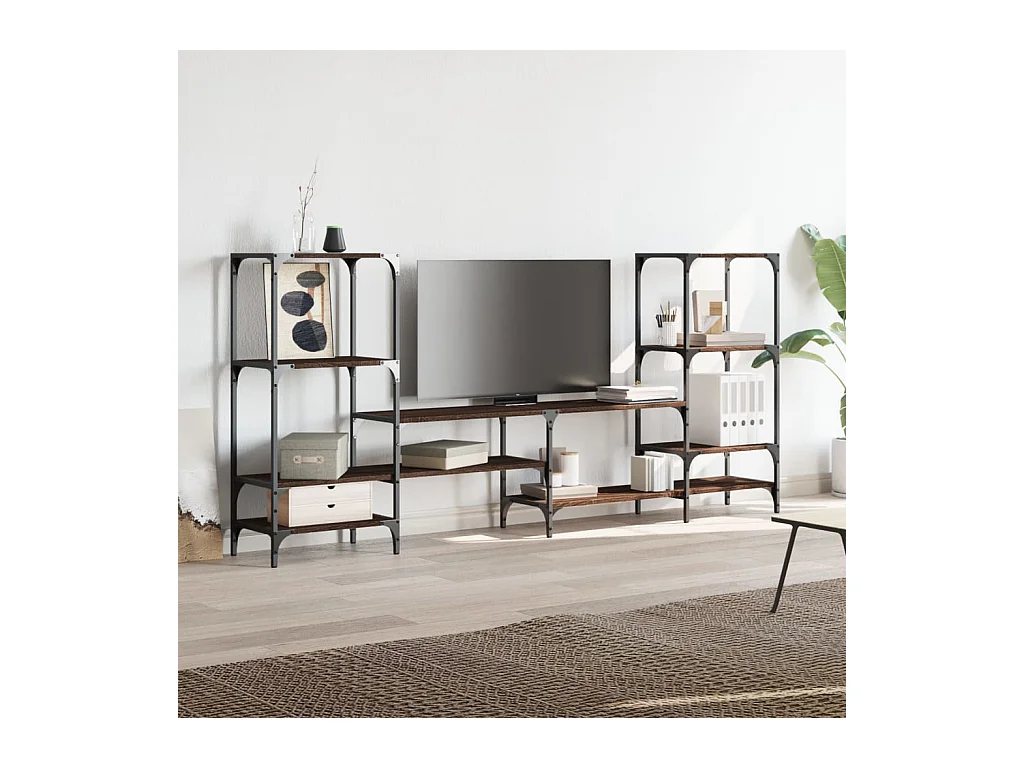 Tv-meubel 206,5x28,5x95 cm bewerkt hout bruin eikenkleurig