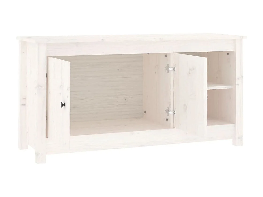 Meuble TV Blanc 103x36,5x52 cm Bois de pin massif