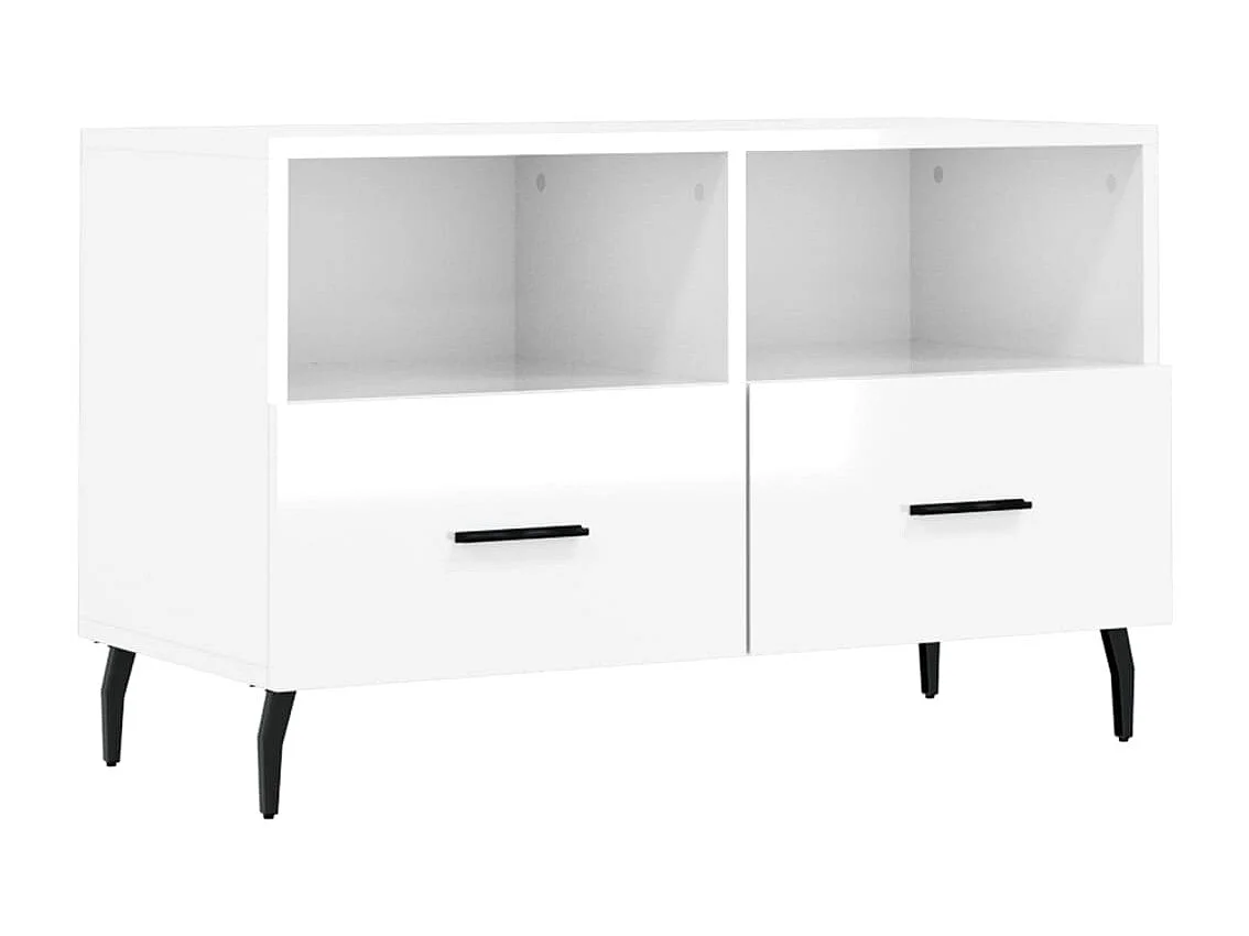 Meuble TV Blanc brillant 80x36x50 cm Bois d'ingénierie