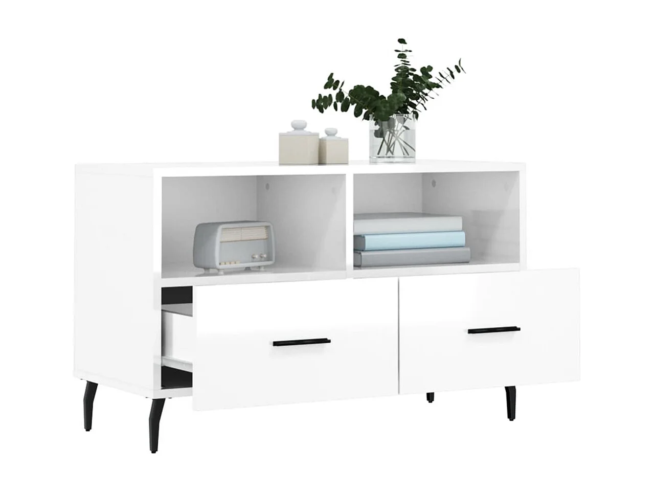 Meuble TV Blanc brillant 80x36x50 cm Bois d'ingénierie