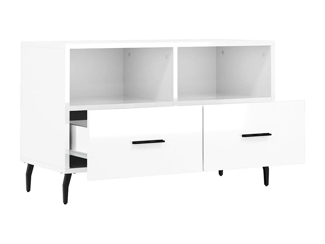Meuble TV Blanc brillant 80x36x50 cm Bois d'ingénierie