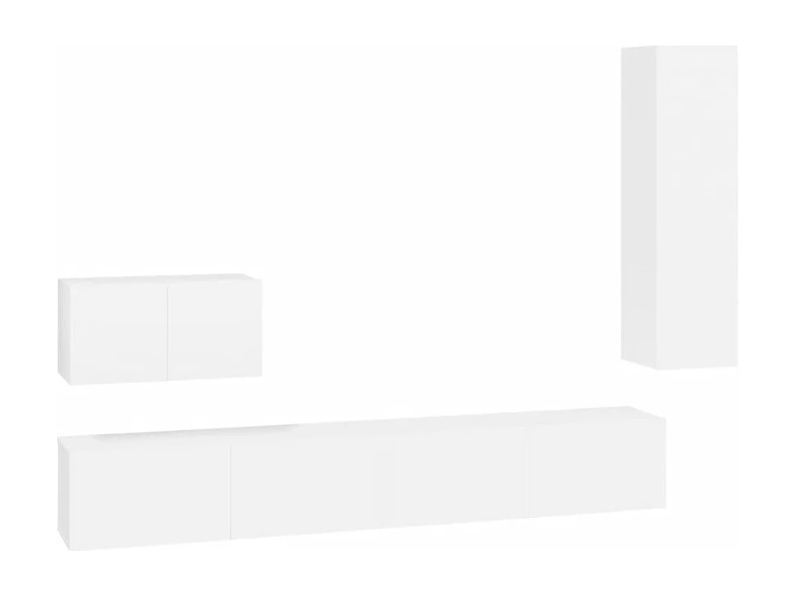 Ensemble de meubles TV 4 pcs Blanc Bois d'ingénierie