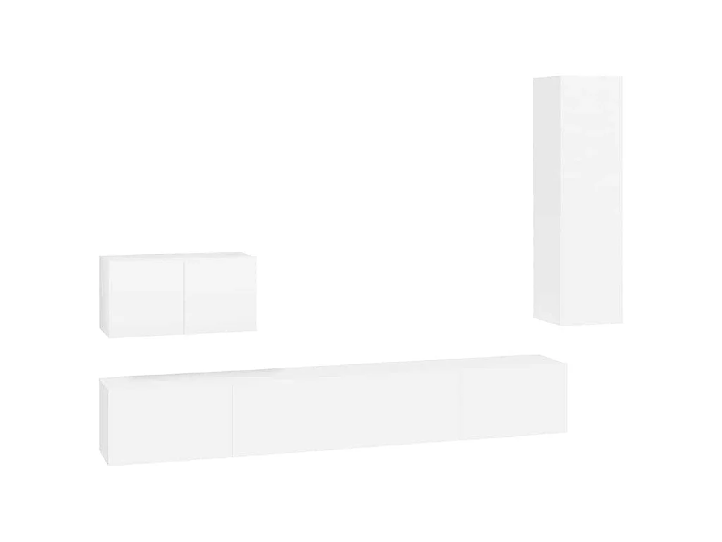 Set di Mobili Porta TV 4 pz Bianco in Legno Multistrato