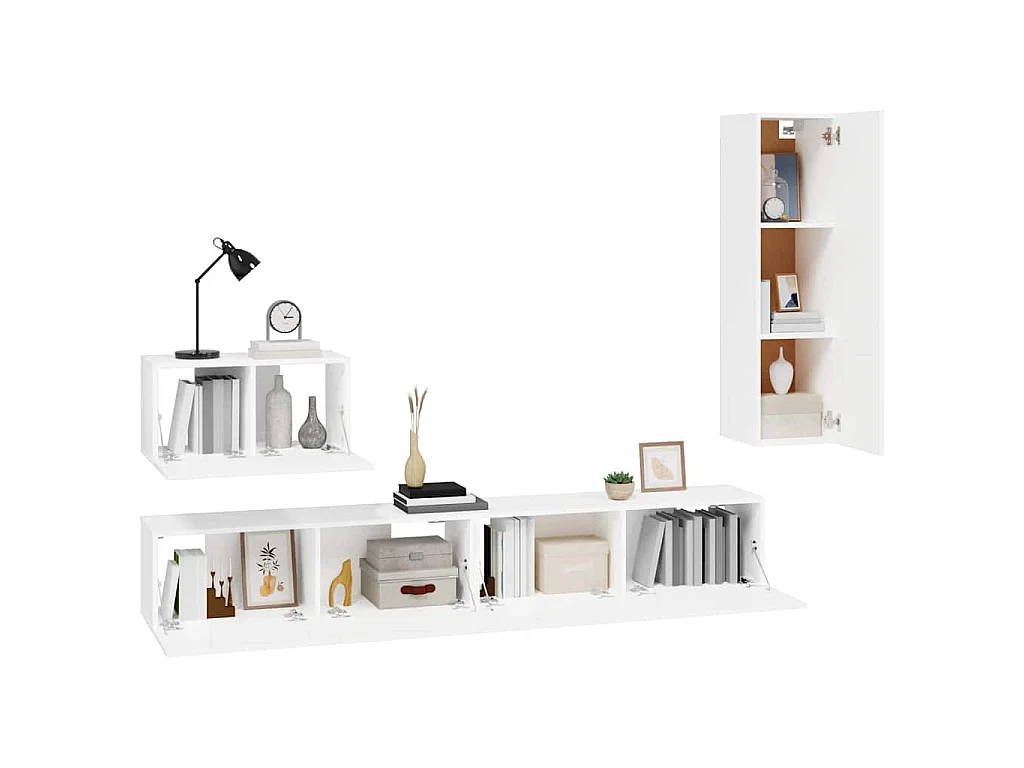 Ensemble de meubles TV 4 pcs Blanc Bois d'ingénierie
