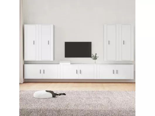 Kauf Unique 7-tlg. TV-Schrank-Set Weiß Holzwerkstoff