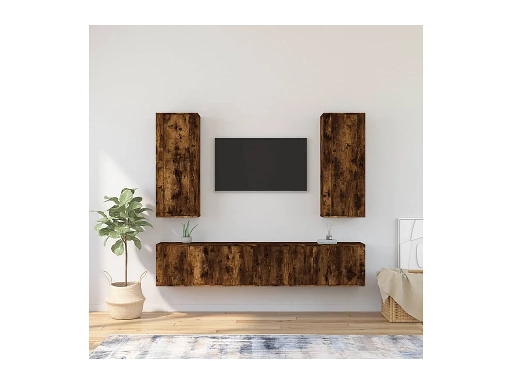 Ensemble de meubles TV 4 pcs Chêne fumé Bois d'ingénierie