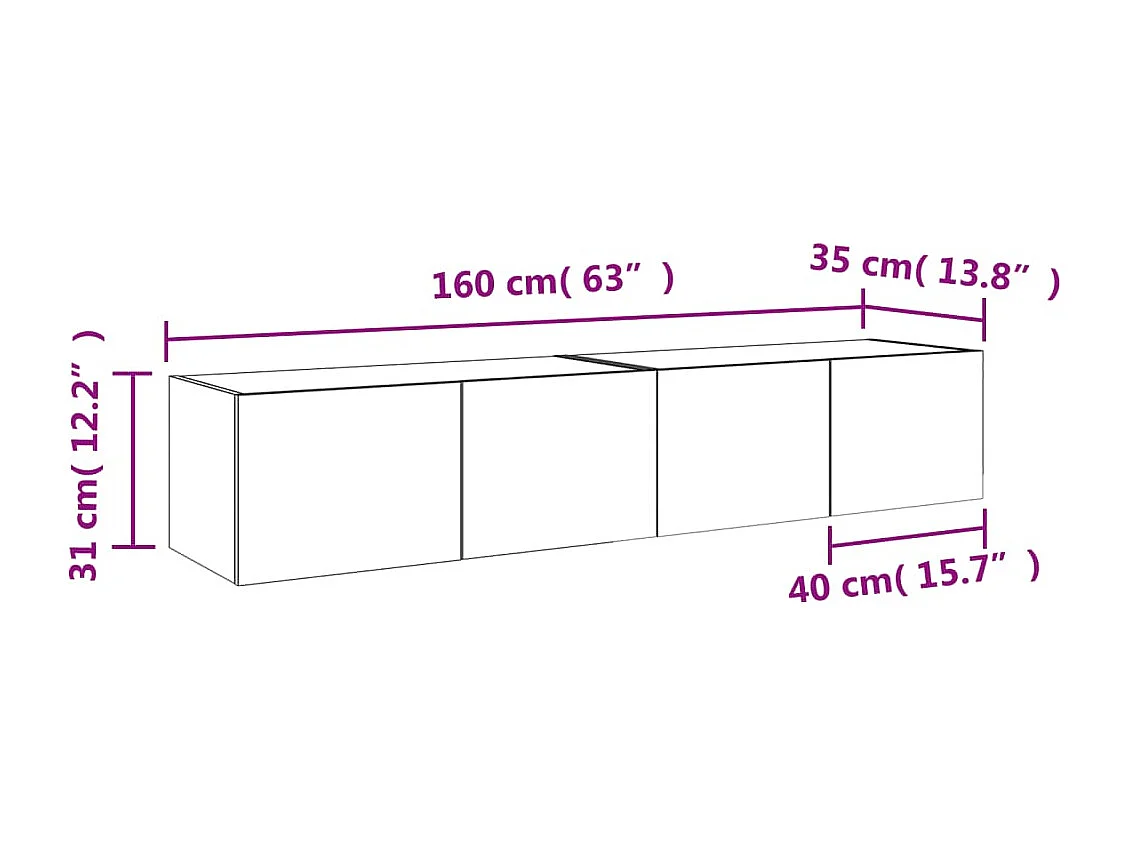 Muebles TV de pared luces LED 2 uds roble ahumado 80x35x31 cm