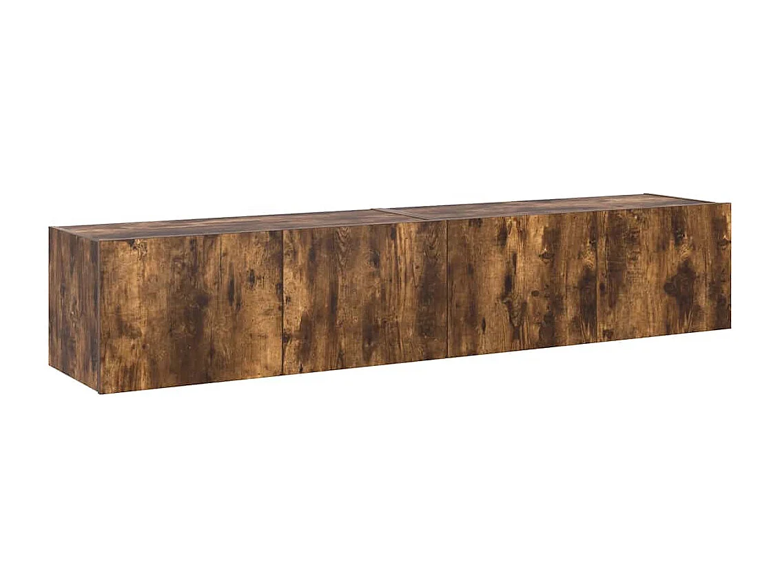 Meubles TV muraux et lumières LED 2pcs chêne fumé 80x35x31 cm