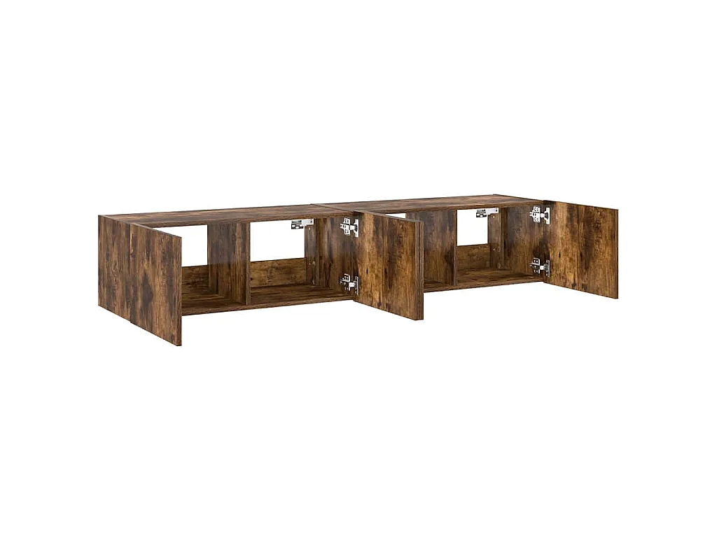 Tv-wandmeubels met LED 2 st 80x35x31 cm gerookt eikenkleurig
