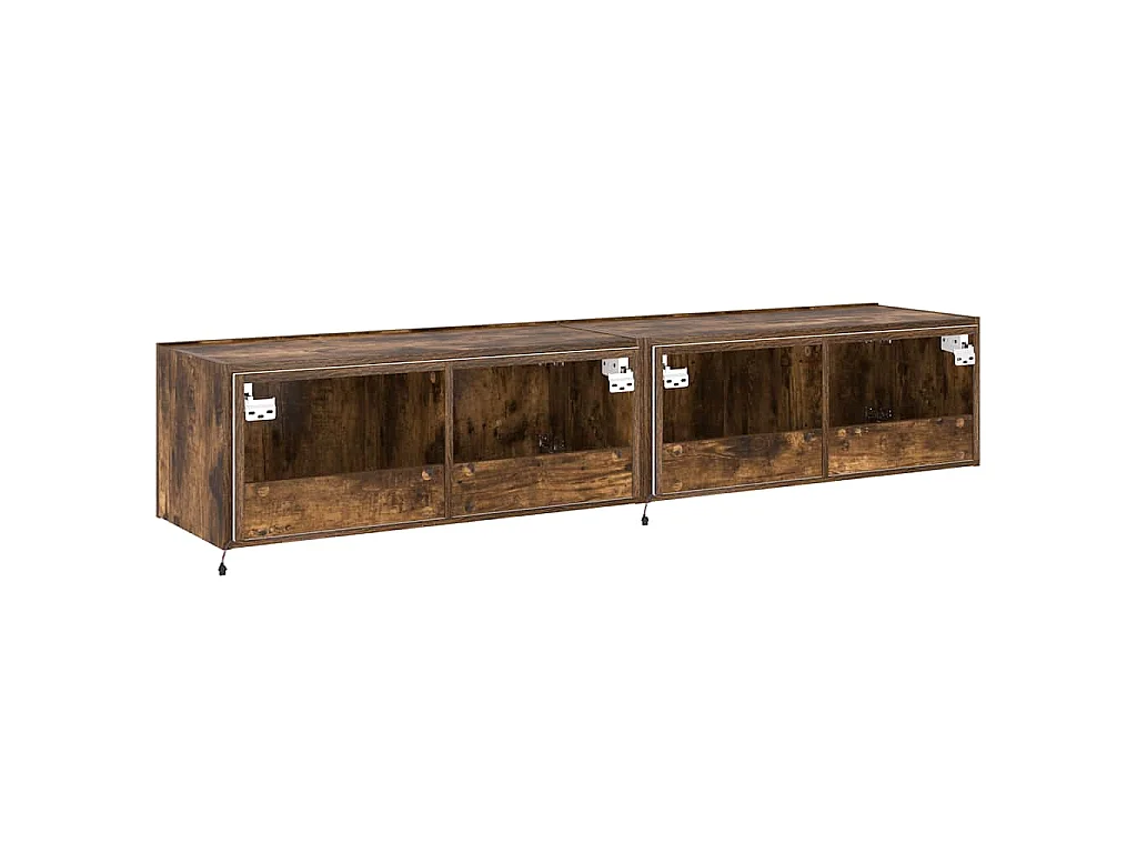 Tv-wandmeubels met LED 2 st 80x35x31 cm gerookt eikenkleurig
