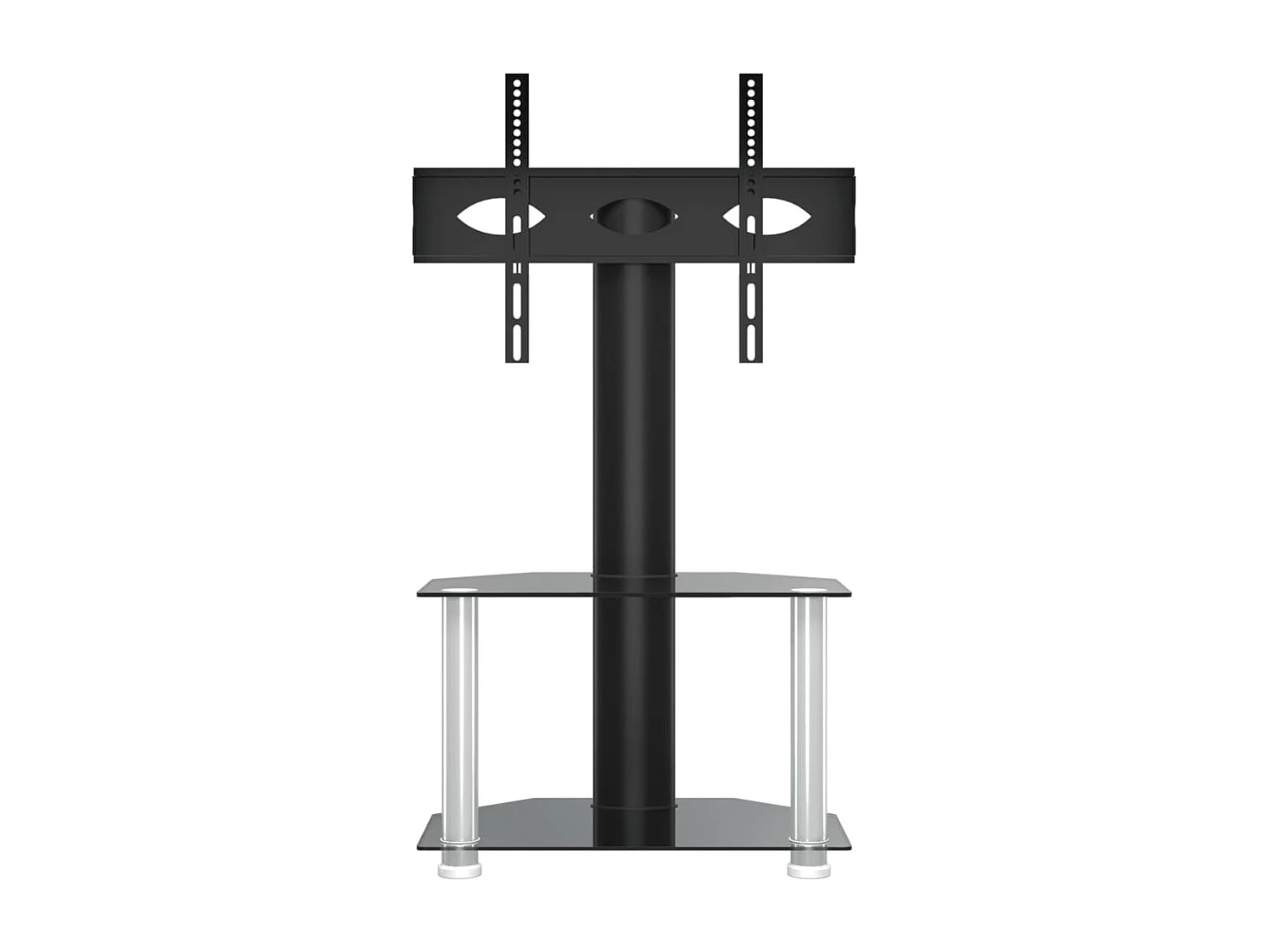 Meuble TV d'angle 2 niveaux pour 32-70 pouces noir argenté