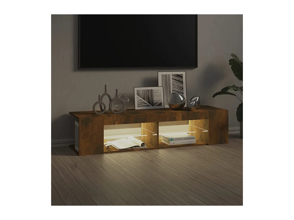 Tv-meubel LED-verlichting 135x39x30 cm gerookt eikenkleurig