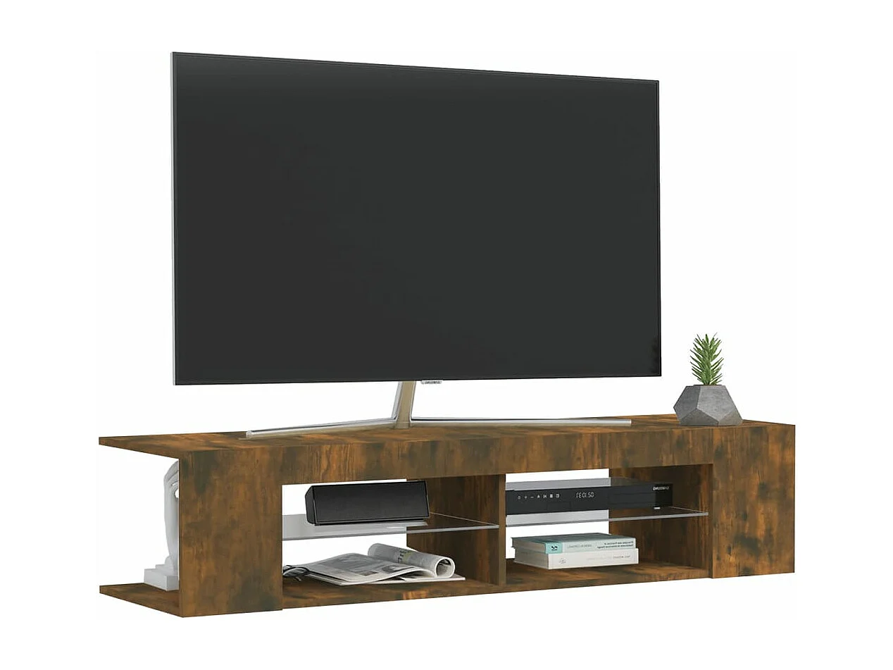 TV-Schrank mit LED-Leuchten Räuchereiche 135x39x30 cm