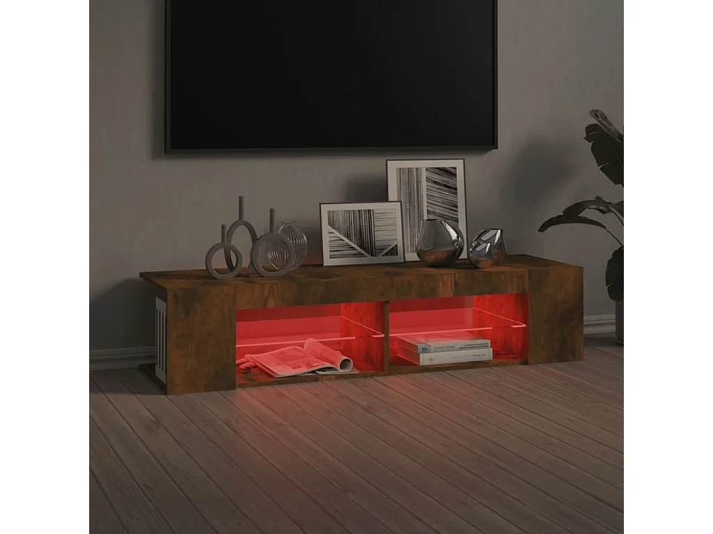 TV-Schrank mit LED-Leuchten Räuchereiche 135x39x30 cm