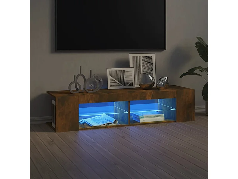 TV-Schrank mit LED-Leuchten Räuchereiche 135x39x30 cm