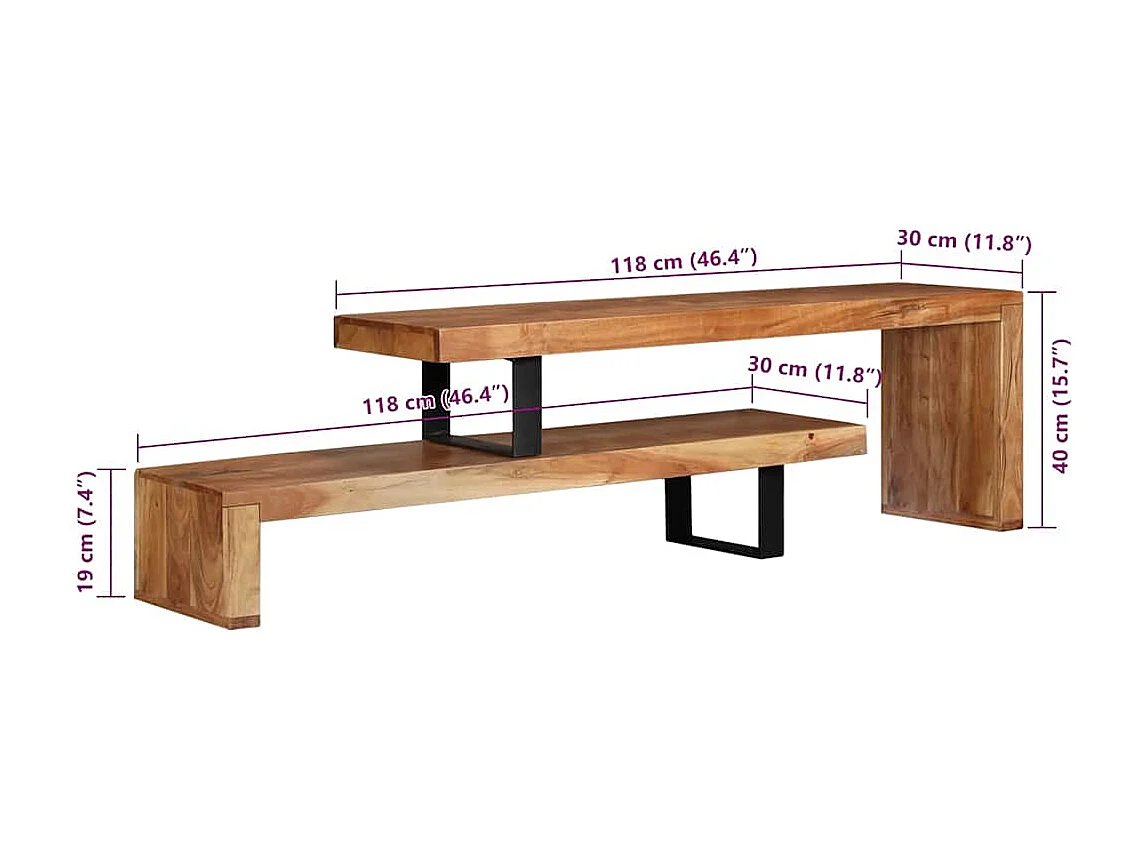 Meuble TV Bois d'acacia massif