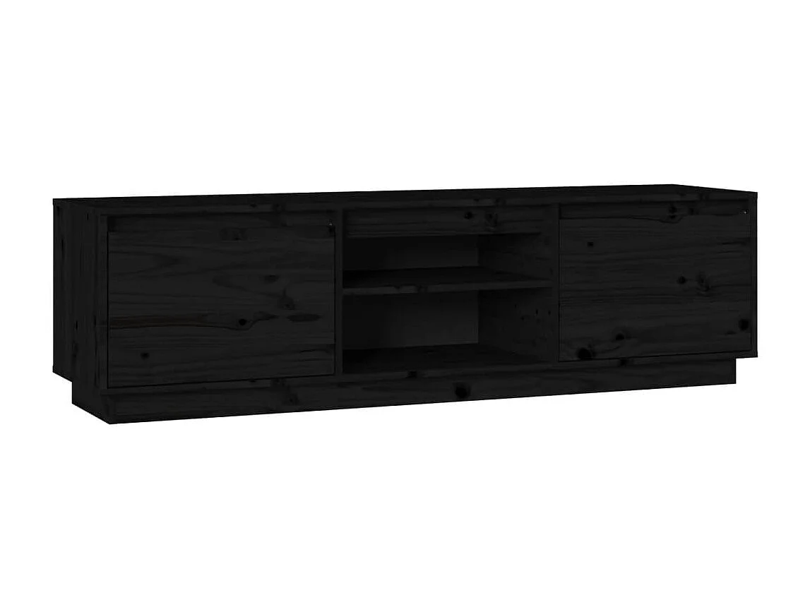 TV-Schrank Schwarz 140x35x40 cm Massivholz Kiefer