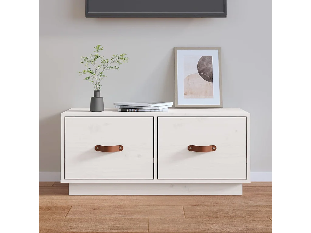 Móvel de TV 80x34x35 cm madeira de pinho maciça branco