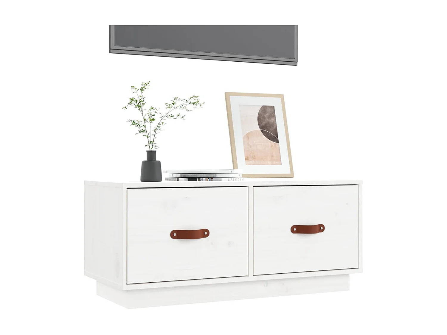 Móvel de TV 80x34x35 cm madeira de pinho maciça branco