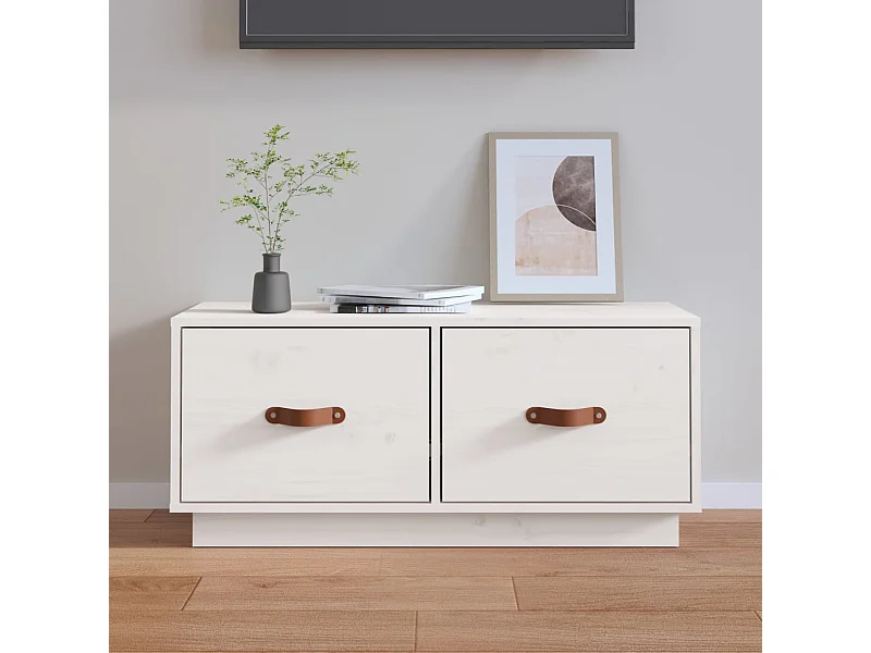 Móvel de TV 80x34x35 cm madeira de pinho maciça branco