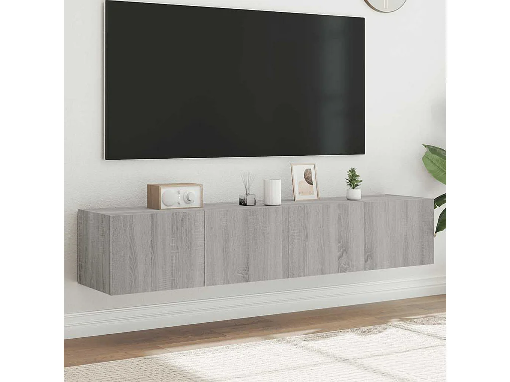Meubles TV muraux et lumières LED 2pcs sonoma gris 80x35x31 cm