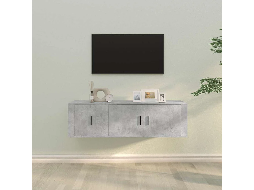 Set di Mobili Porta TV 2 pz Grigio Cemento in Legno Multistrato